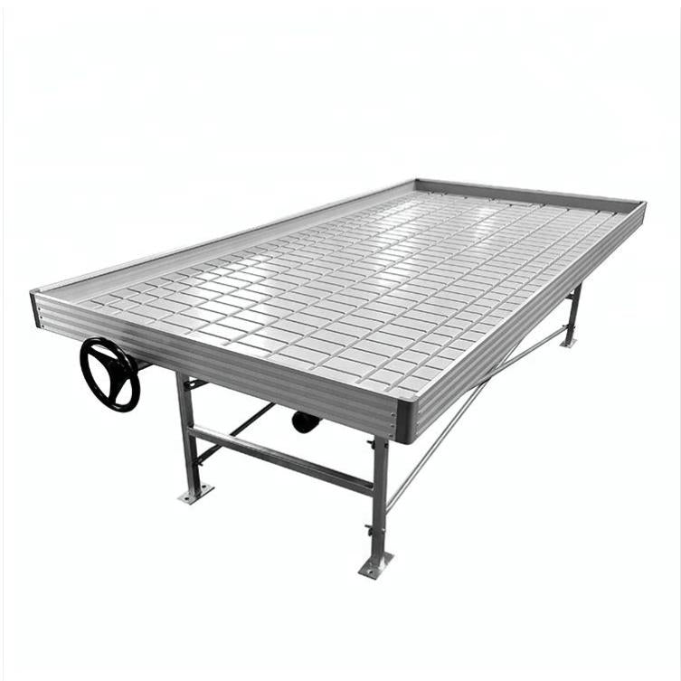 Commercial Greenhouse Seedbed 4X8 Ft Nursery Bed Ebb And Flow Tray Hydroponics Movable Rolling Bench System Flood Table