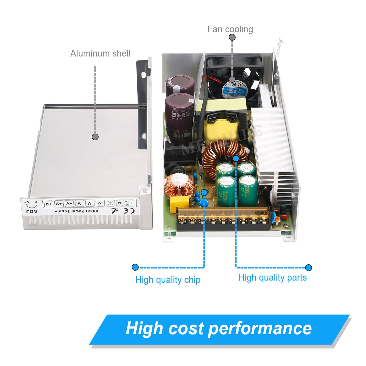 MEISHILE 1200W Switching Power Supply AC to DC 12V 24V 36V 48V 60Volt Transformer Voltage Converter SMPS Constant Voltage S-1200