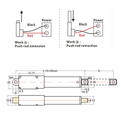 MEISHILE DC 12V Linear Actuator 10mm Stroke Linear Drive Electric Motor Linear Motor Controller 5mm/s ~ 30mm/s Speed Electric Hydraulic Cylinder Linear Actuator