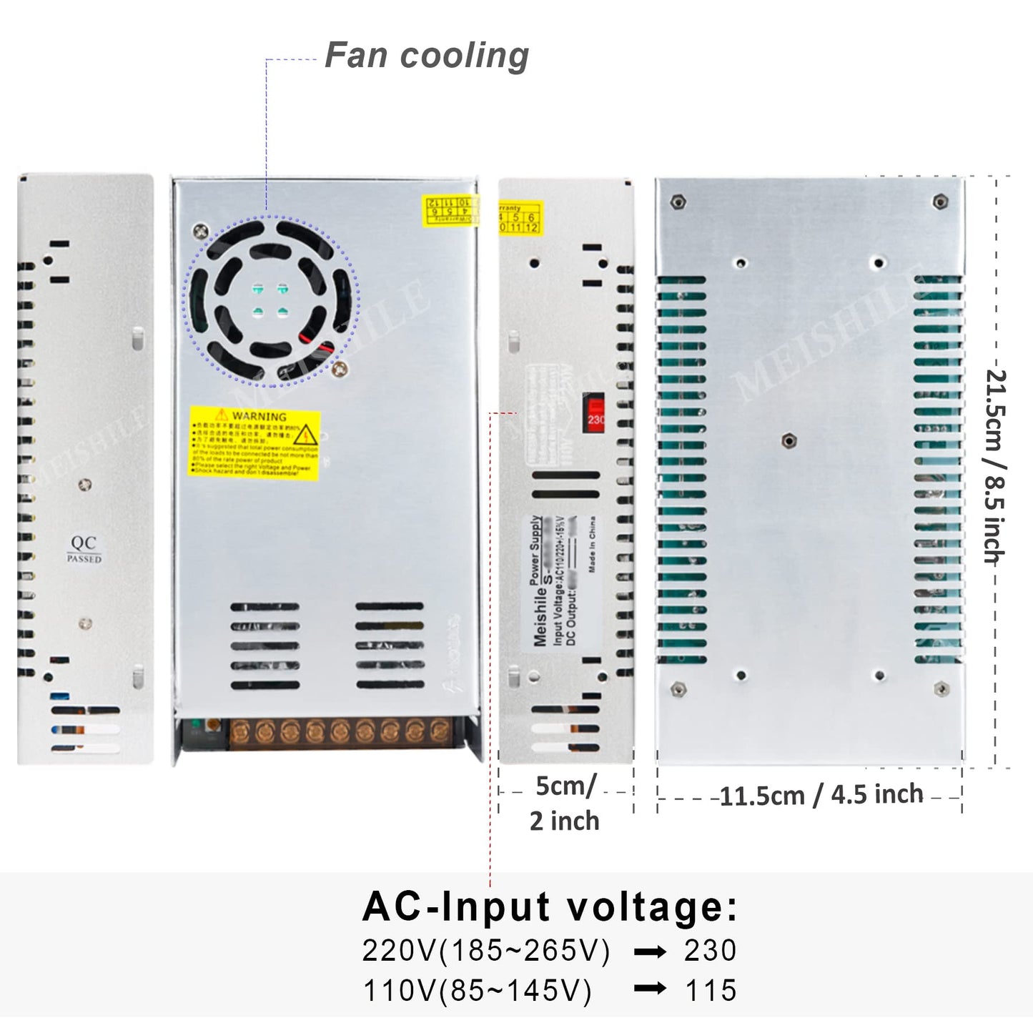 MEISHILE 360W Switching Power Supply AC to DC 12V 24V 36V 48V 60Volt Transformer Voltage Converter SMPS Constant Voltage S-360