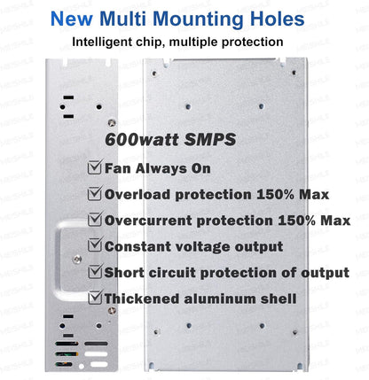 MEISHILE 600W Switching Power Supply AC to DC 12V 24V 36V 48V 60Volt Transformer Voltage Converter SMPS Constant Voltage ES-600