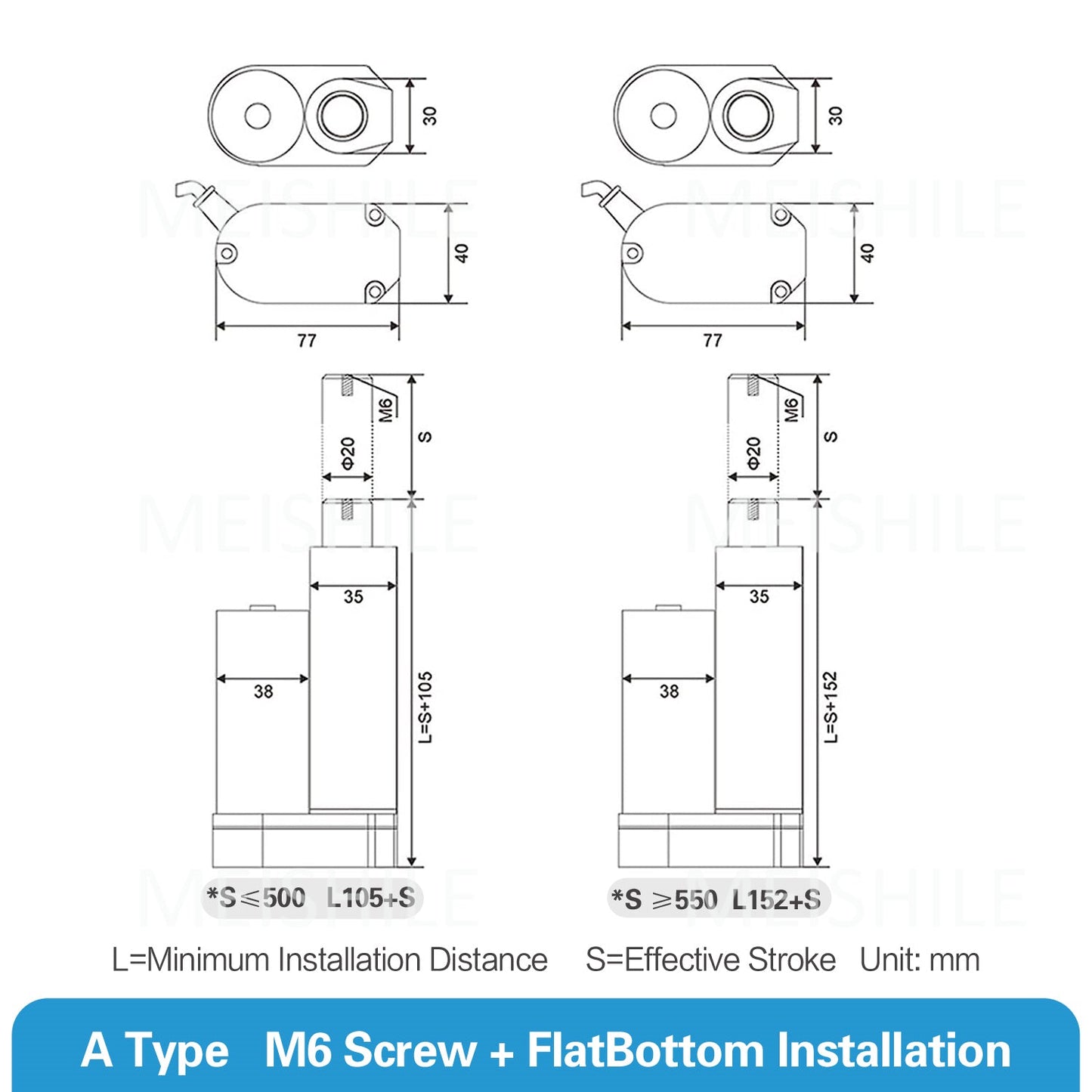 MEISHILE DC 12V Linear Actuator 350mm Stroke Linear Drive Electric Motor Linear Motor Controller 115mm/s Speed Electric Hydraulic Cylinder Linear Actuator