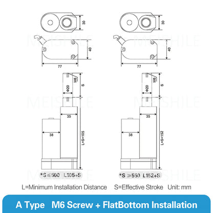 MEISHILE DC 12V Linear Actuator 350mm Stroke Linear Drive Electric Motor Linear Motor Controller 115mm/s Speed Electric Hydraulic Cylinder Linear Actuator