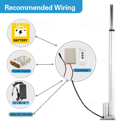 MEISHILE DC 12V Linear Actuator 350mm Stroke Linear Drive Electric Motor Linear Motor Controller 115mm/s Speed Electric Hydraulic Cylinder Linear Actuator