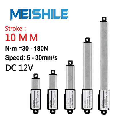 MEISHILE DC 12V Linear Actuator 10mm Stroke Linear Drive Electric Motor Linear Motor Controller 5mm/s ~ 30mm/s Speed Electric Hydraulic Cylinder Linear Actuator