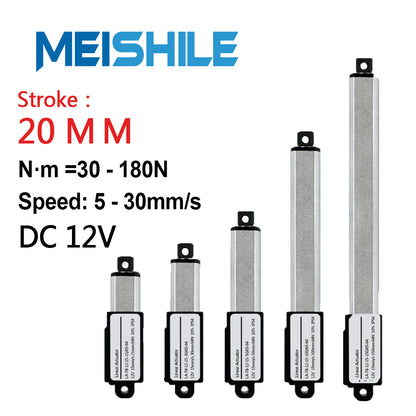 MEISHILE DC 12V Linear Actuator 20mm Stroke Linear Drive Electric Motor Linear Motor Controller 5mm/s ~ 30mm/s Speed Electric Hydraulic Cylinder Linear Actuator